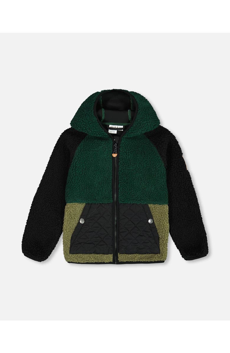 Deux par Deux Boy's Mid-Season Colorblock Jacket Black, Forest Green, And Olive, Main, color, 