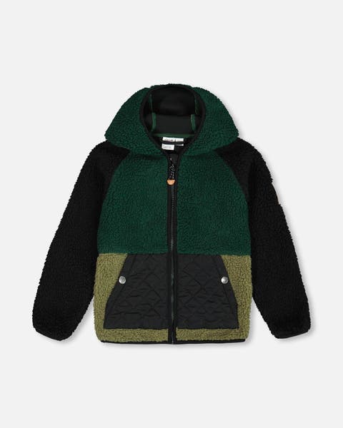 Deux Par Deux Color Block Brushed Jersey Top With Quilted Pocket - Dark Forest Gray/Sage Deux Par Deux Color Block Brushed Jersey Top With Quilted Pocket - Dark Forest Gray/Sage