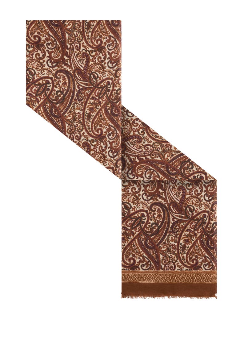 Sheila Paisley Print Scarf, Alternate, color, Caramel