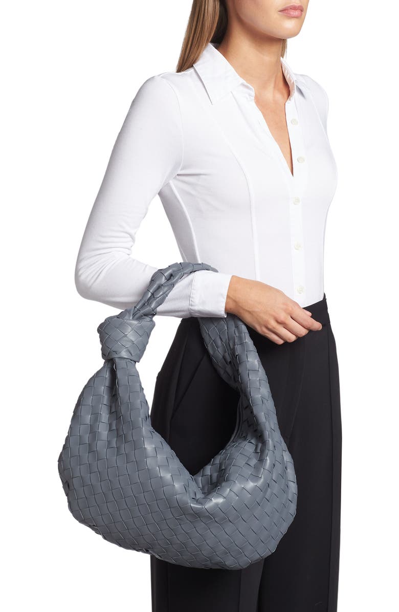 Bottega Veneta Jodie Leather Hobo Bag, Alternate, color, Thunder-Gold