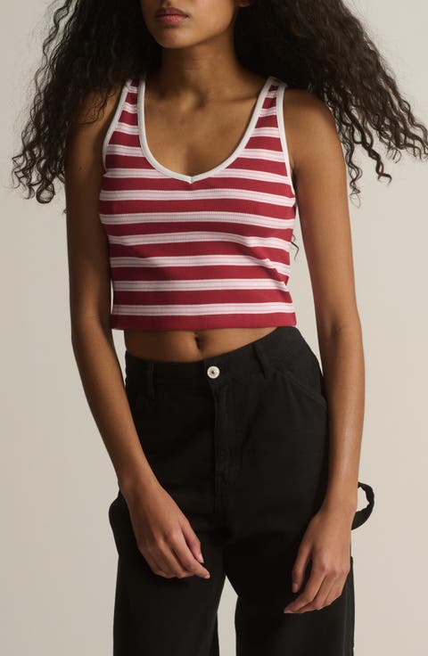Garnet Rib Stripe Crop Tank