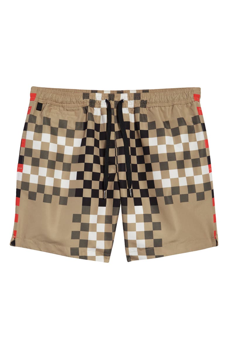 Burberry Martin Pixel Check Swim Trunks, Alternate, color, 