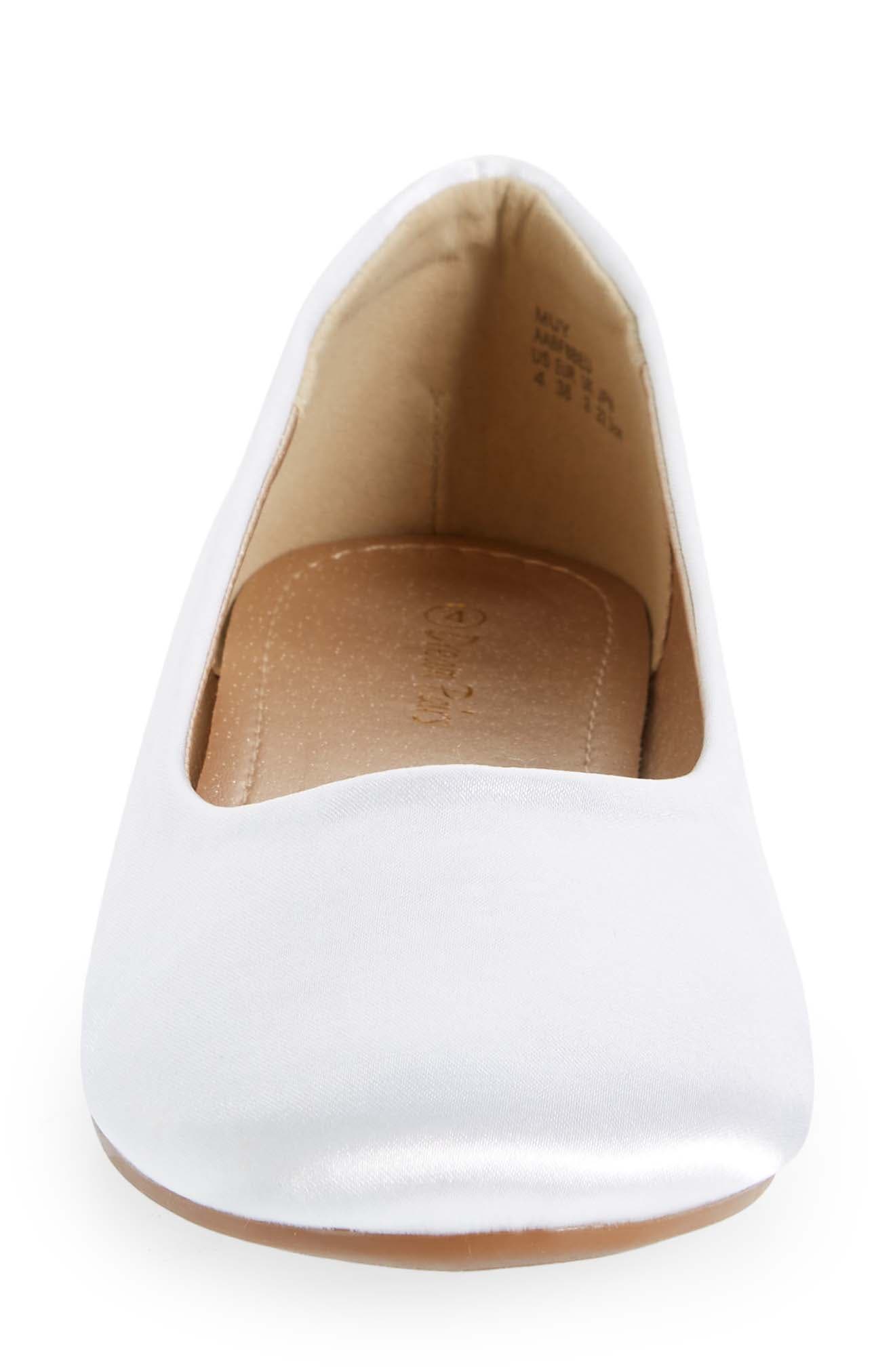 DREAM PAIRS Kids' Ballerina Flat, Alternate, color, White/ Satin