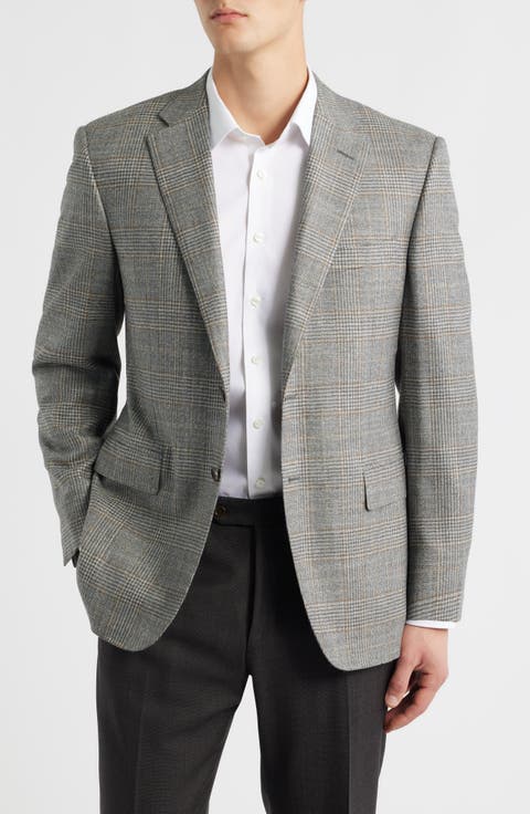 Siena Regular Fit Grey Glen Check Wool & Silk Blend Sport Coat