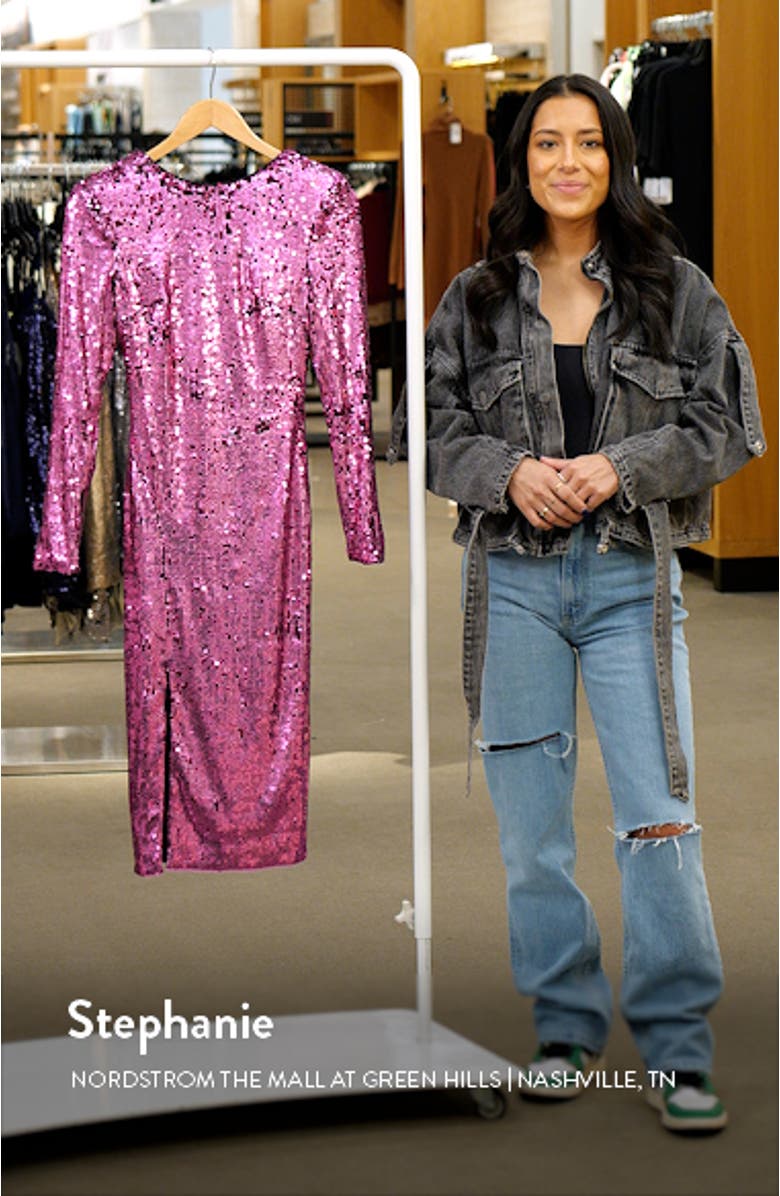 Natalie Sequin Long Sleeve Body-Con Midi Dress, sales video thumbnail