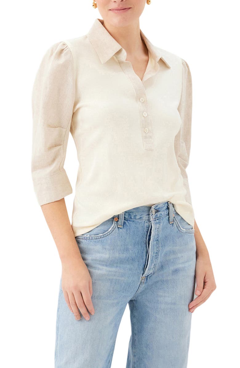 FIFTEEN TWENTY Camden Contrast Henley, Alternate, color, Cream