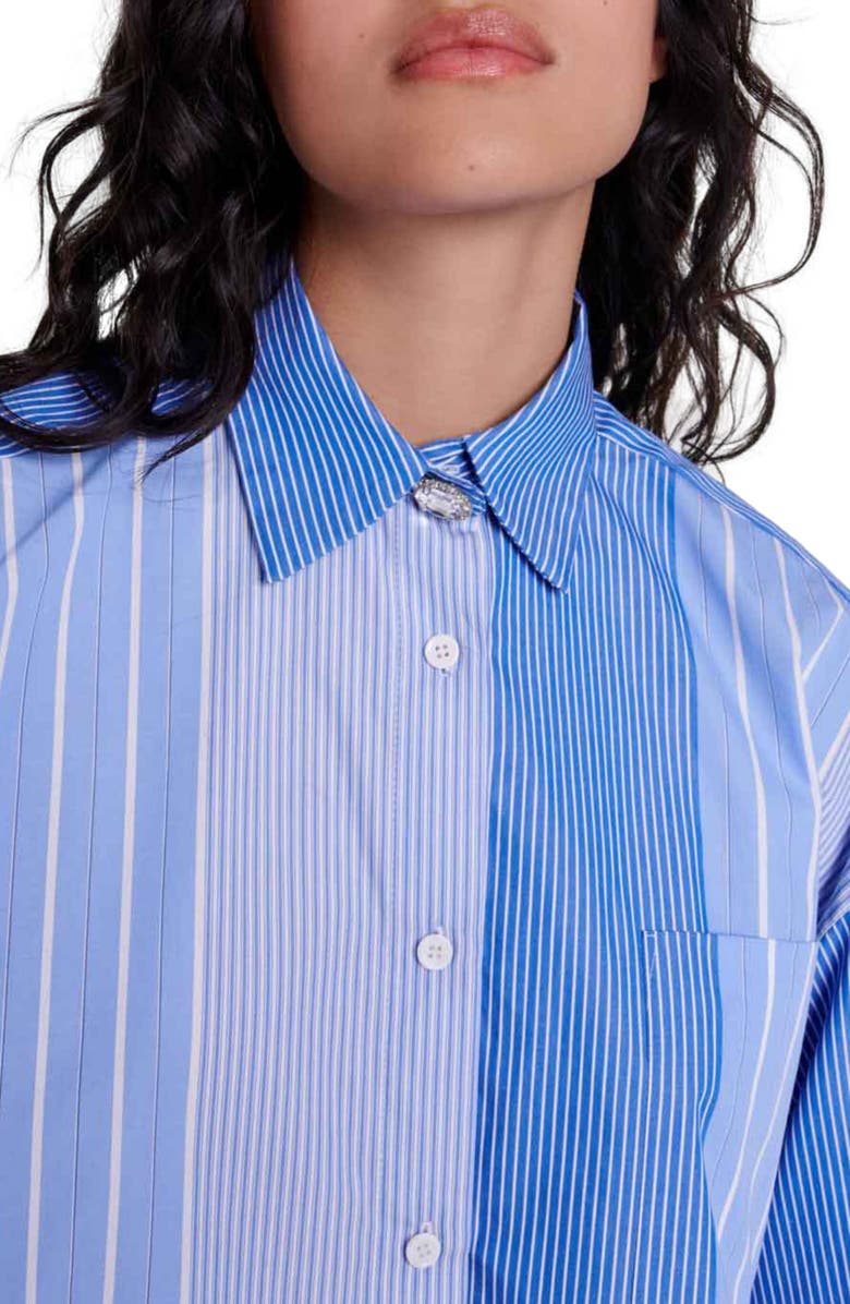 maje Striped patchwork shirt, Alternate, color, 