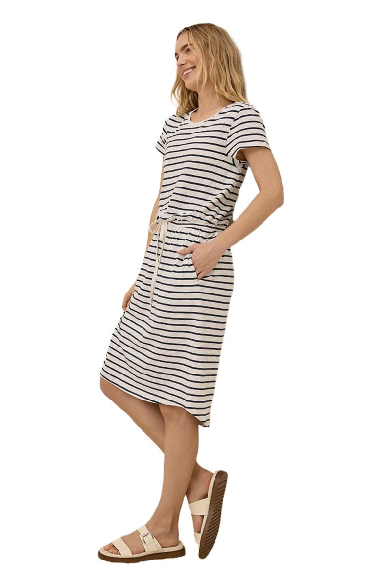 Pact Organic Cotton Relaxed Slub Weekend Dress, Alternate, color, Santa Ana Stripe Midnight Blue