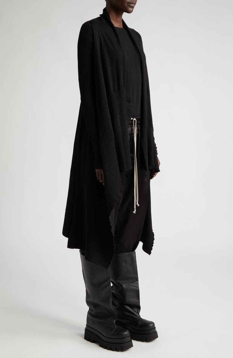 Rick Owens Open Front Long Wool Cardigan, Alternate, color, 
