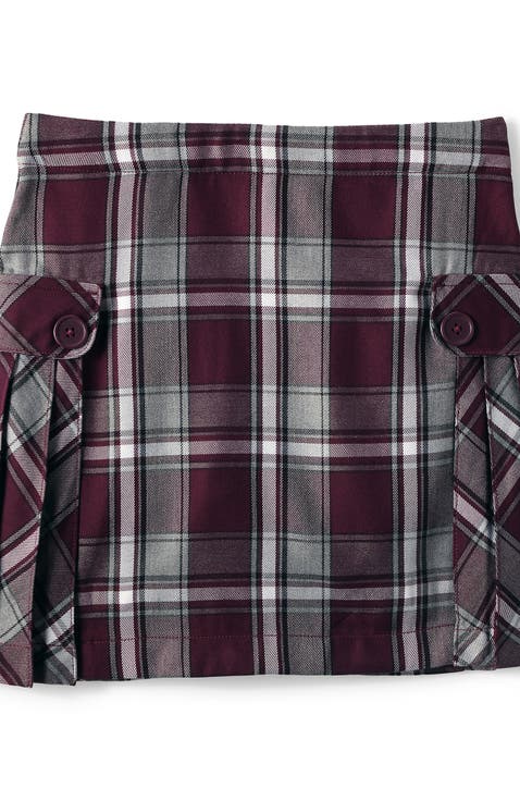 School Uniform Girls Slim Plaid A-line Skirt Below the Knee