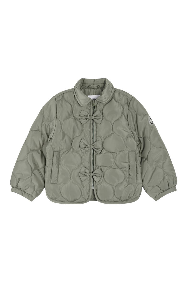 Kids' Quilted Bow Jacket, Main, color, OLIVE GREEN