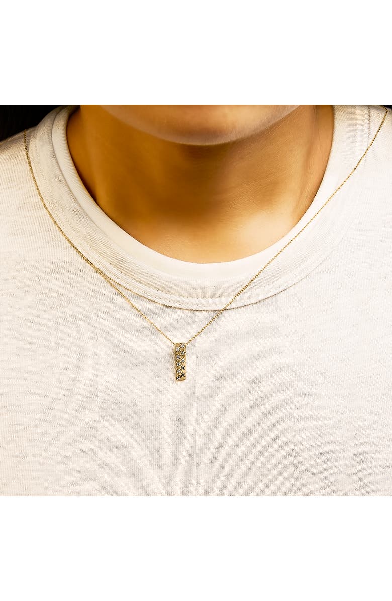 Haus of Brilliance 14K Yellow Gold Bezel Set 1/7 Cttw Diamond Vertical Bar Pendant Necklace, Alternate, color, Yellow Gold