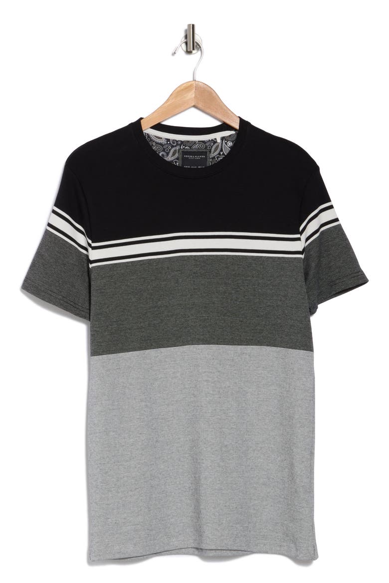 Stripe Colorblock T-Shirt, Alternate, color, BLACK GREY