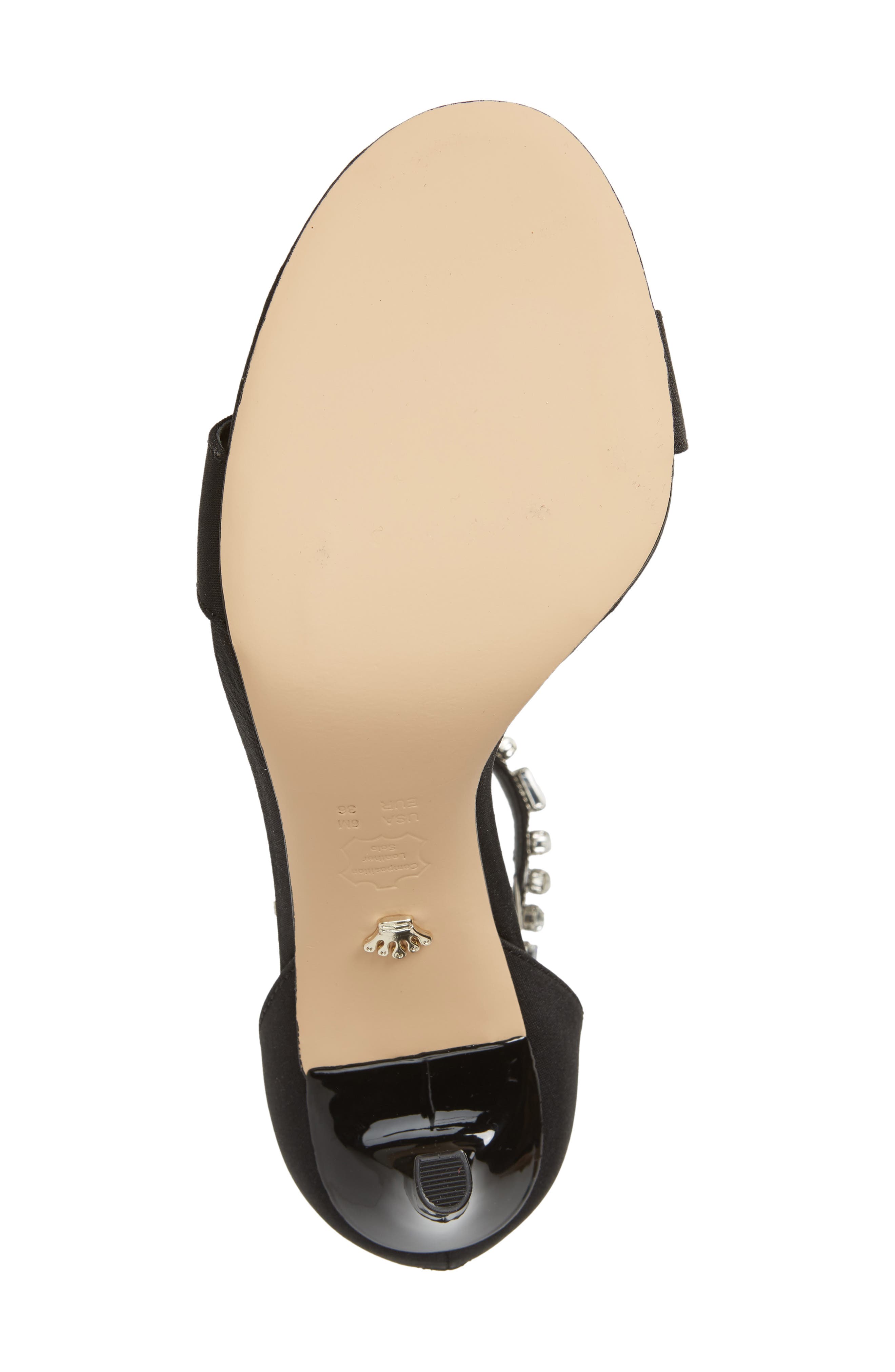 Deena Embellished Sandal, Alternate, color, BLACK MATTE SATIN
