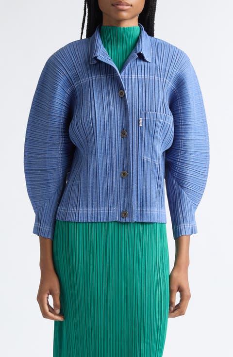 Plissé Denim Jacket