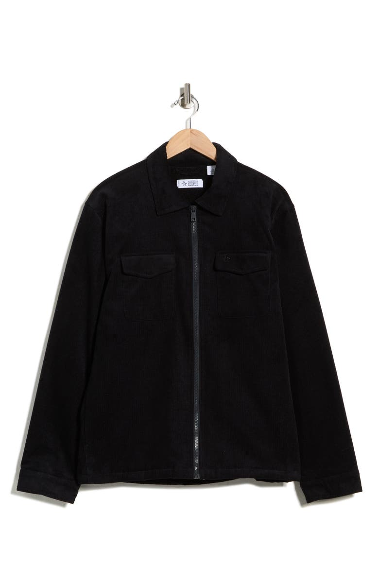 Original Penguin Faux Shearling Lined Corduroy Jacket, Alternate, color, True Black