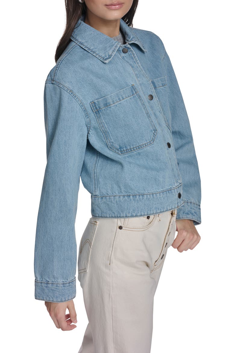 Floral Print Shirt Jacket, Alternate, color, LIGHTWASH DENIM
