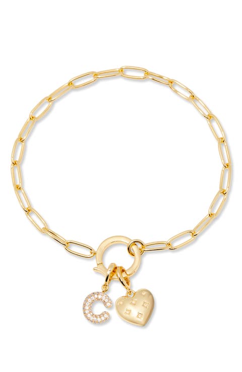 Lillian Initial Heart Charm Bracelet