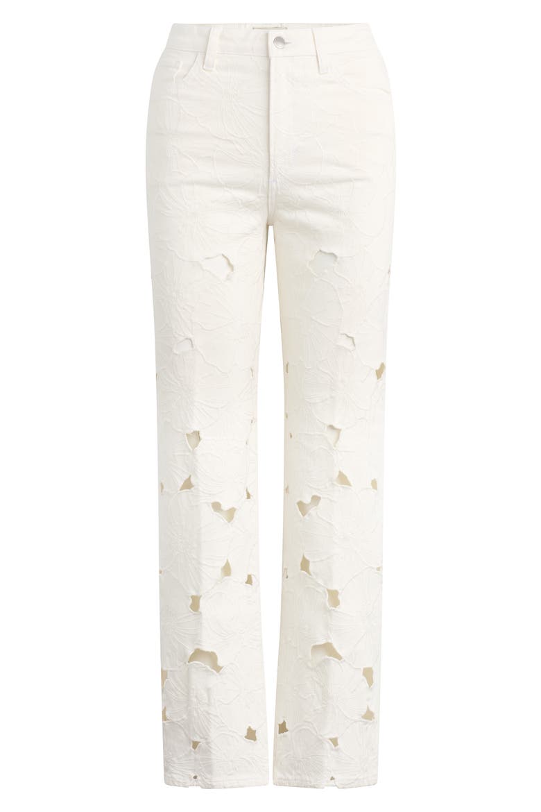 The Margot Floral Eyelet Ankle Straight Leg Jeans, Alternate, color, ECRU FLORAL