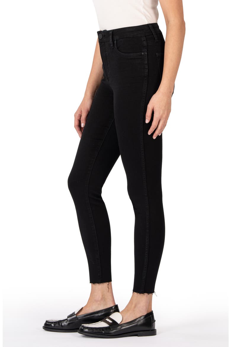 Donna High Waist Fray Hem Ankle Skinny Jeans, Alternate, color, BLACK