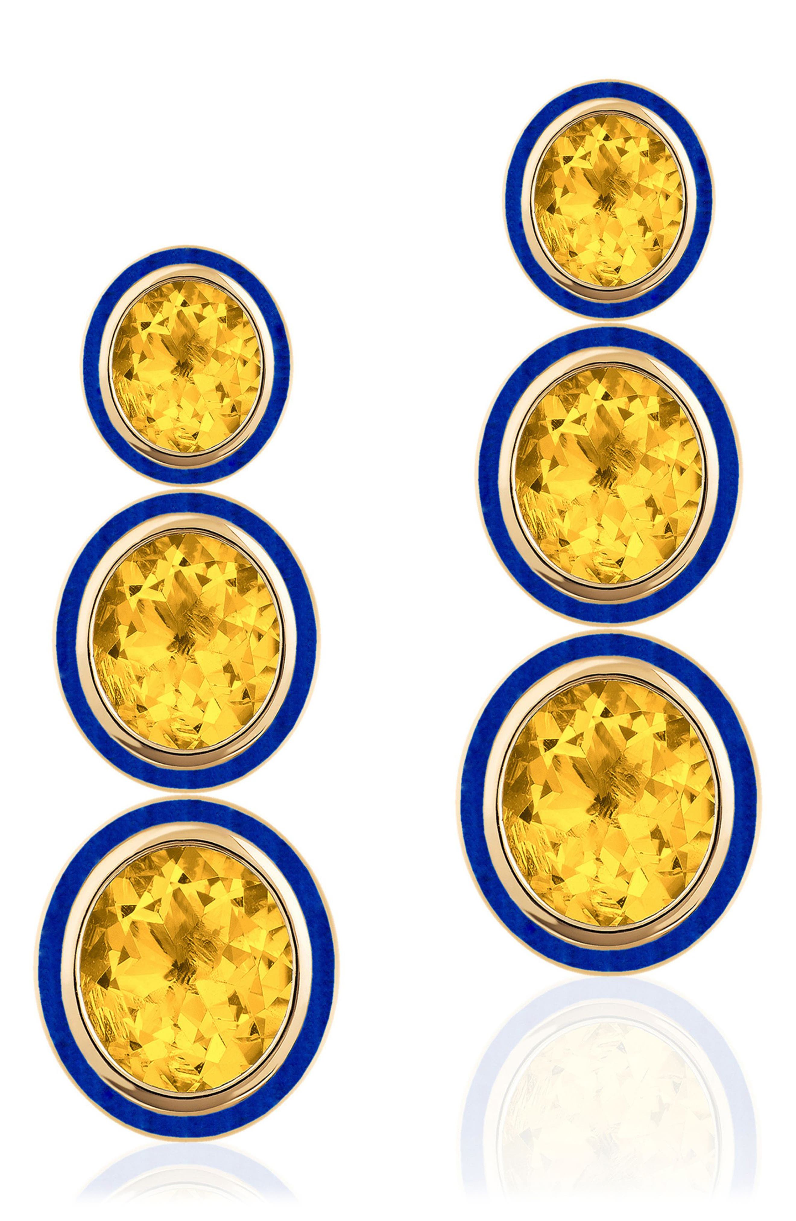 Goshwara Melange 3-tier Drop Earrings In Blue