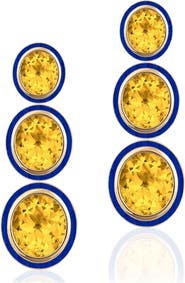 GOSHWARA Melange 3-Tier Drop Earrings