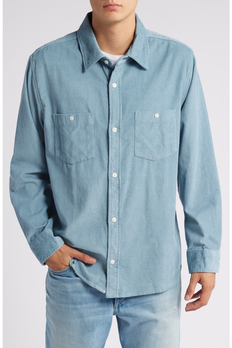 Long Sleeve Corduroy Button-Up Shirt, Main, color, BLUE