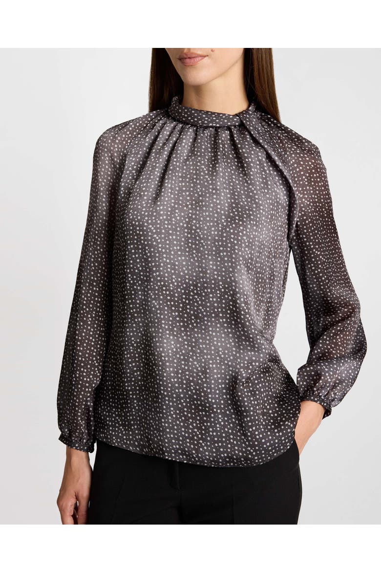 Dakota Mock Neck Printed Blouse, Main, color, Onyx