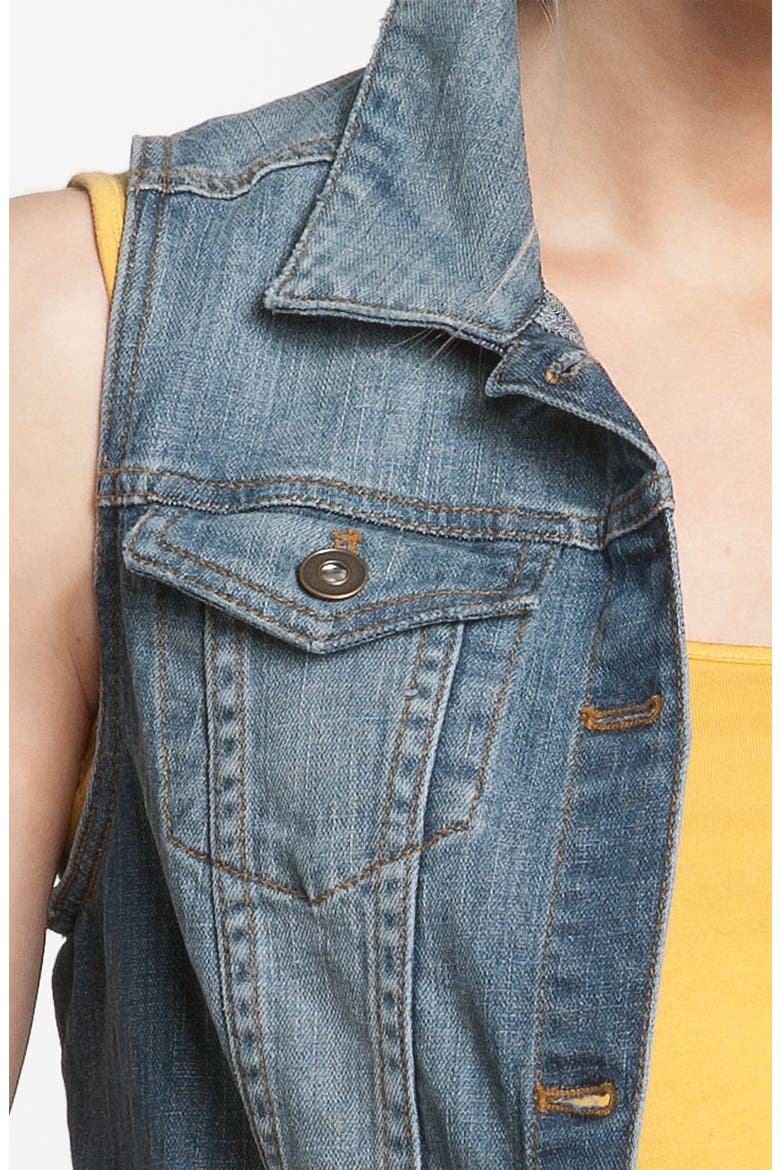 Sleeveless Denim Vest, Alternate, color, DARK WASH