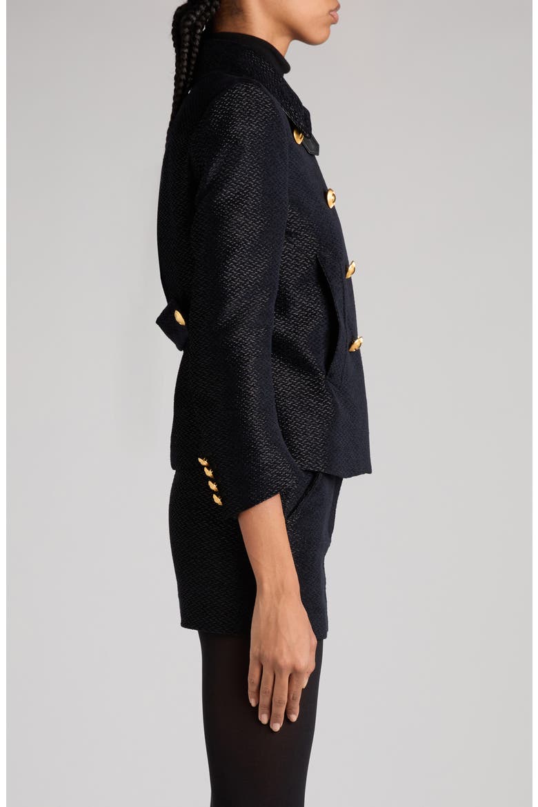 Double Breasted Bouclé Jacket, Alternate, color, COMBO BLACK/ BLUE