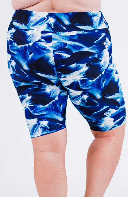 Calypsa Plus Size Long Bike Swim Shorts In Multi