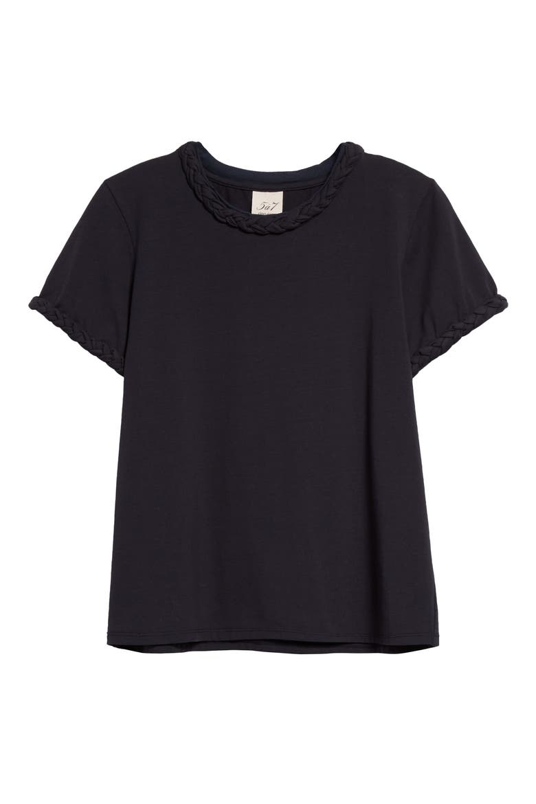 Braided Trim T-Shirt, Alternate, color, NAVY