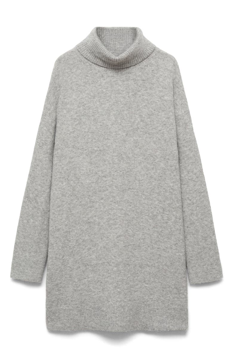 MANGO Taldote Long Sleeve Turtleneck Sweater Dress, Alternate, color, 