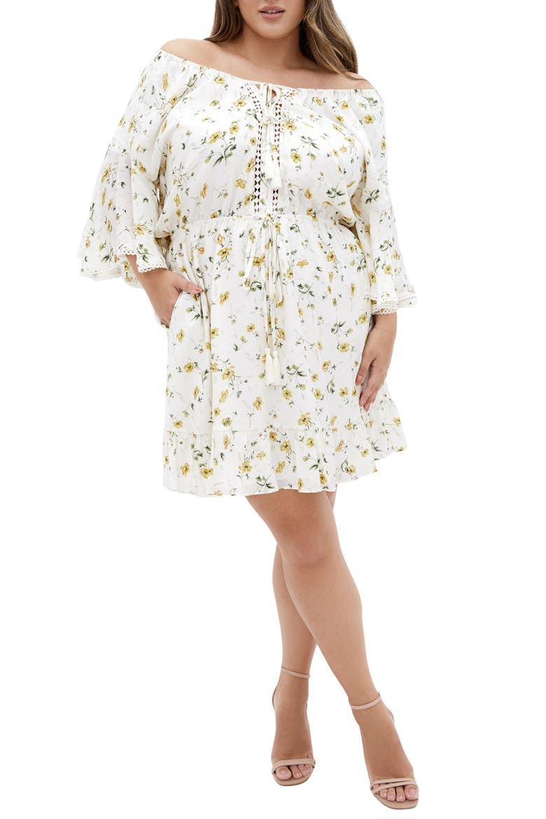 Ayanna Floral Short Sleeve Dress, Main, color, DAISY CHAIN