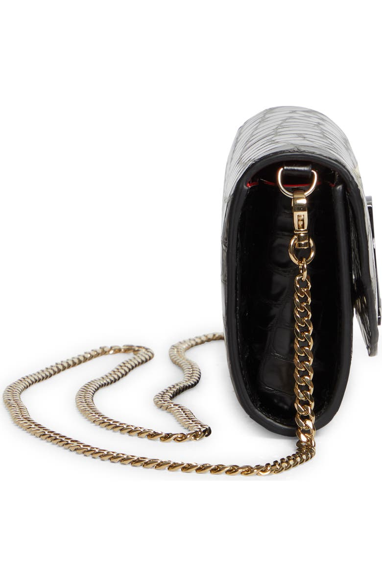 Christian Louboutin Loubi54 Croc Embossed Leather Wallet on a Chain, Alternate, color,
