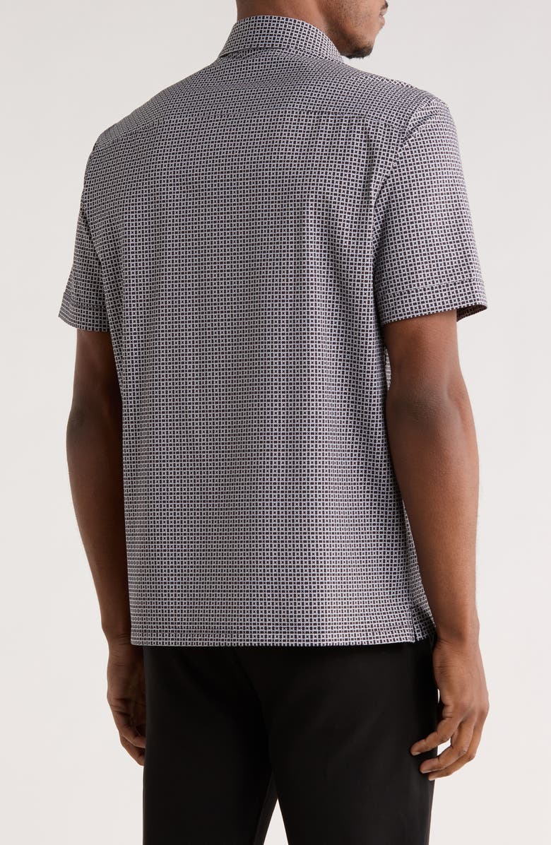 Bugatchi Short Sleeve Button-Up Shirt, Alternate, color, Black