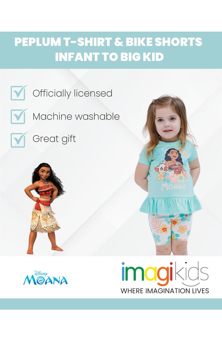 Disney Winnie the Pooh 2-Piece T-Shirt and Bike Shorts Set, Alternate, color, Moana Pua Mint