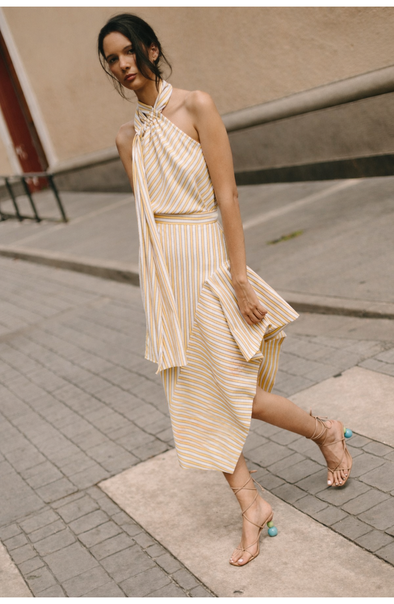 Valentina Gordon Cloud Top, Alternate, color, White And Yellow Stripes