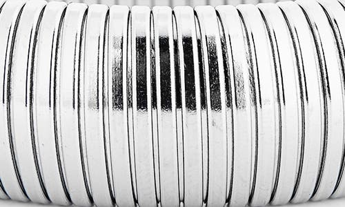 Cz By Kenneth Jay Lane Ribbed Stretch Bracelet In Polished Silver