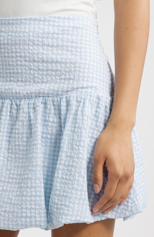 Bp. Gingham Seersucker Bubble Hem Miniskirt In Blue