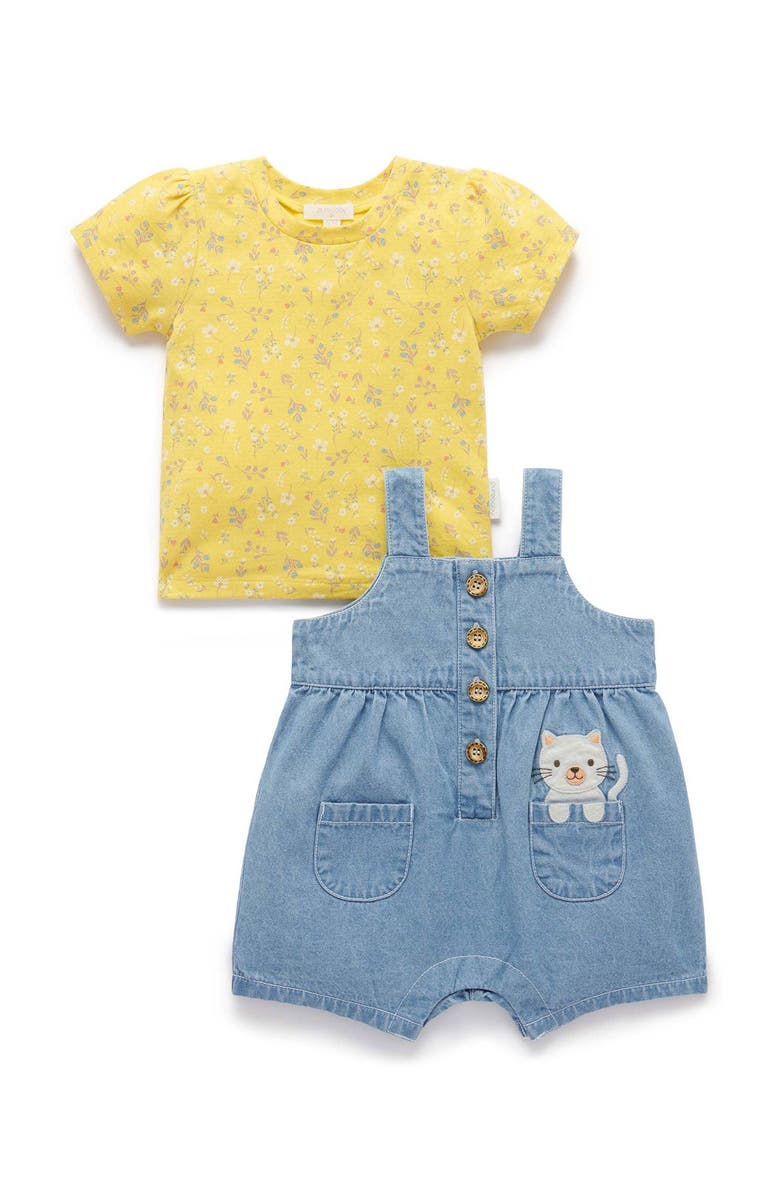 Purebaby Pocket Overall Set, Main, color, Faded Denim