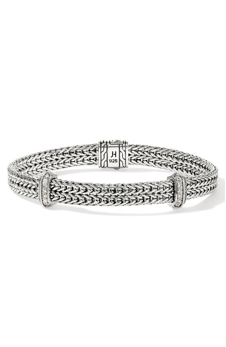 John Hardy Icon Link Diamond Station Bracelet, Main, color, Silver