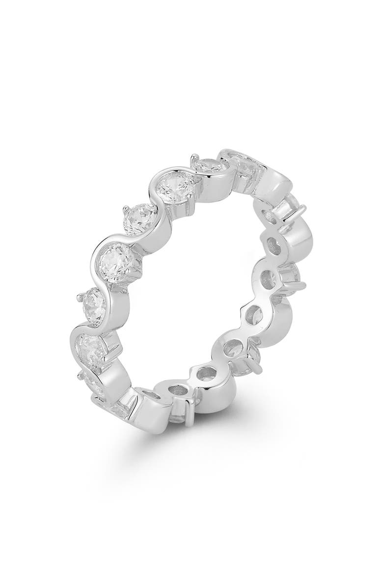 GLAZE JEWELRY Eternity Round Cut Cubic Zirconia Band Ring, Alternate, color, Silver