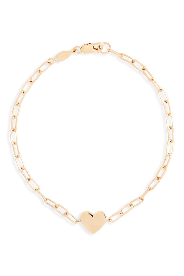 Amour Engravable Heart Pendant Bracelet, Main, color, GOLD
