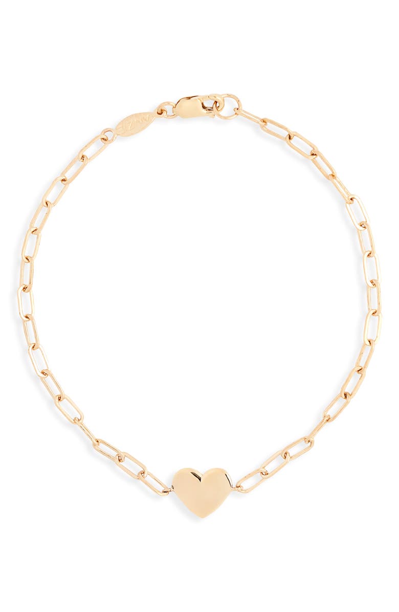 Anzie Amour Engravable Heart Pendant Bracelet, Main, color, Gold