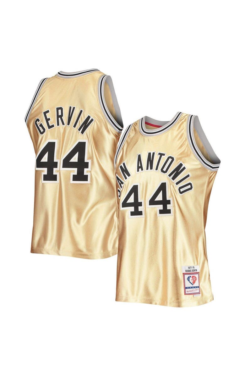 Mitchell & Ness Men's Mitchell & Ness George Gervin Gold San Antonio Spurs 75th Anniversary 1977/78 Hardwood Classics Swingman Jersey, Alternate, color, 