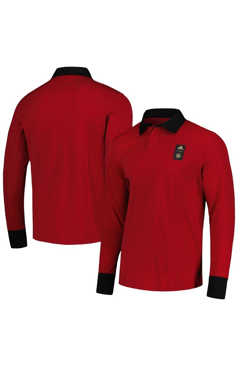 adidas Men's adidas 2023 Player Red Atlanta United FC Travel Long Sleeve Polo, Main, color, Red