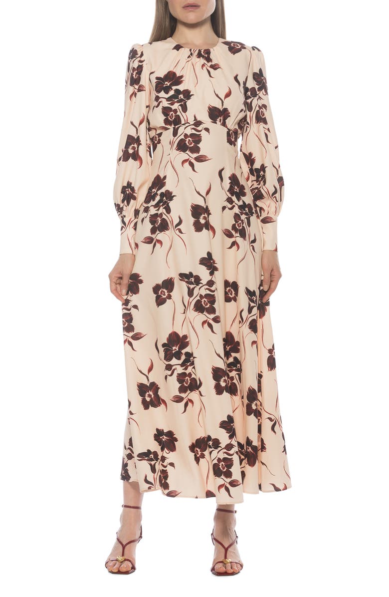 Alexia Admor Yesenia Long Sleeve Empire Waist Maxi Dress, Main, color, Beige Paint Floral
