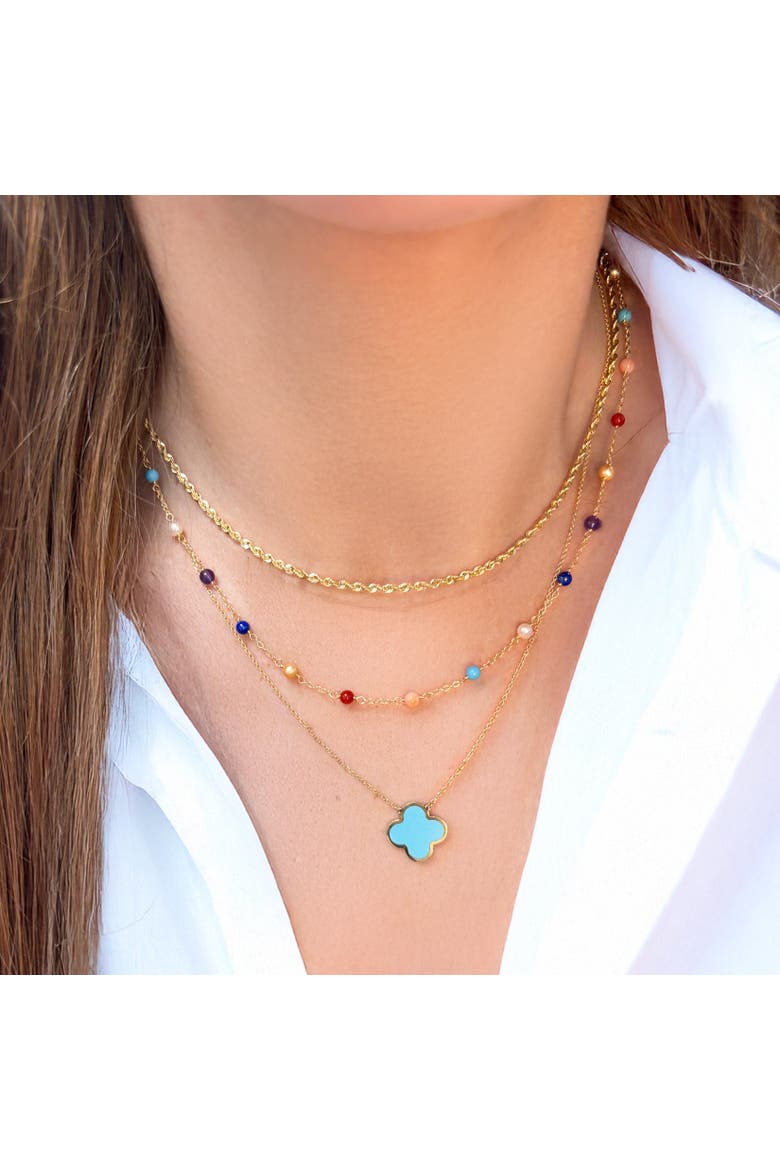 Rainbow Gemstone Bead Chain Necklace, Alternate, color, Rainbow Gemstones