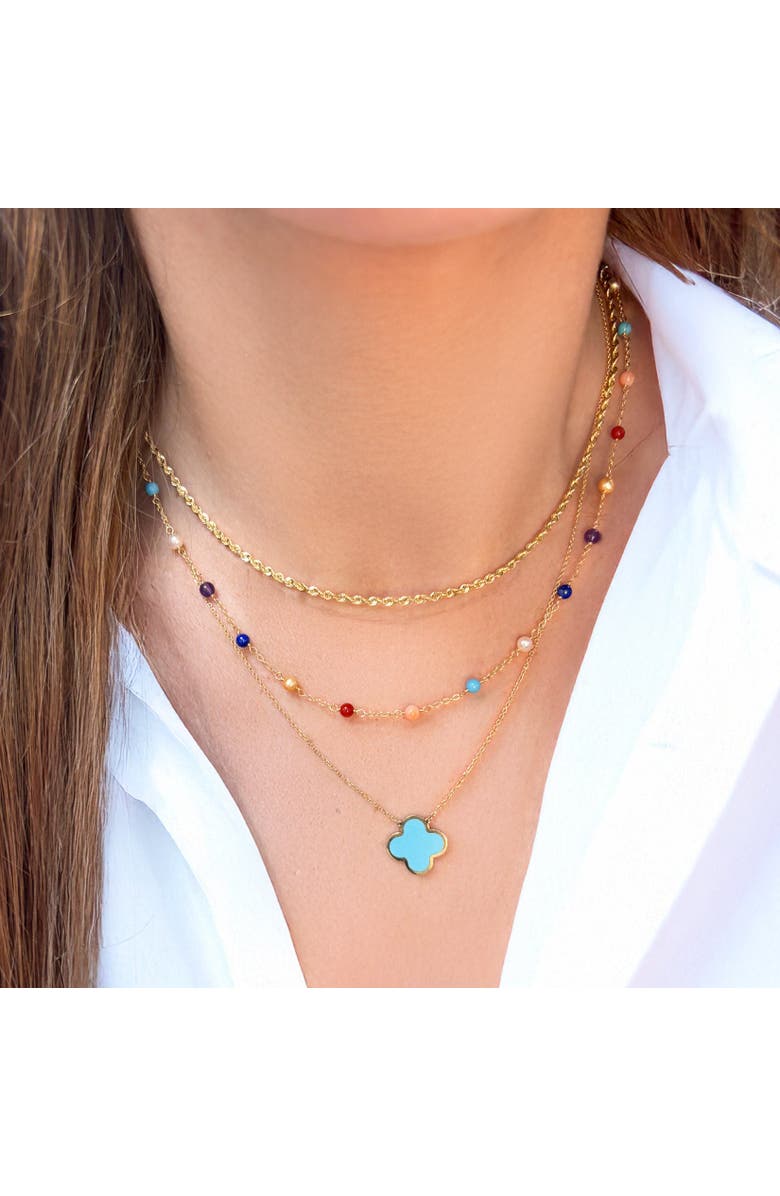 The Lovery Fine Jewelry Rainbow Gemstone Bead Chain Necklace, Alternate, color, Rainbow Gemstones